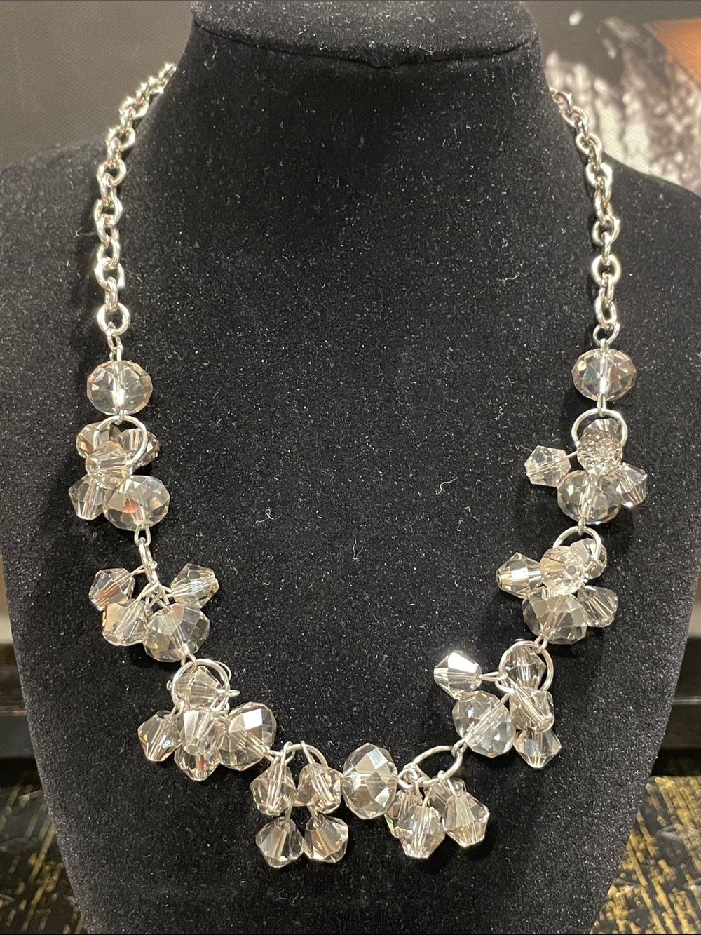 Clear Crystal Cluster Necklace